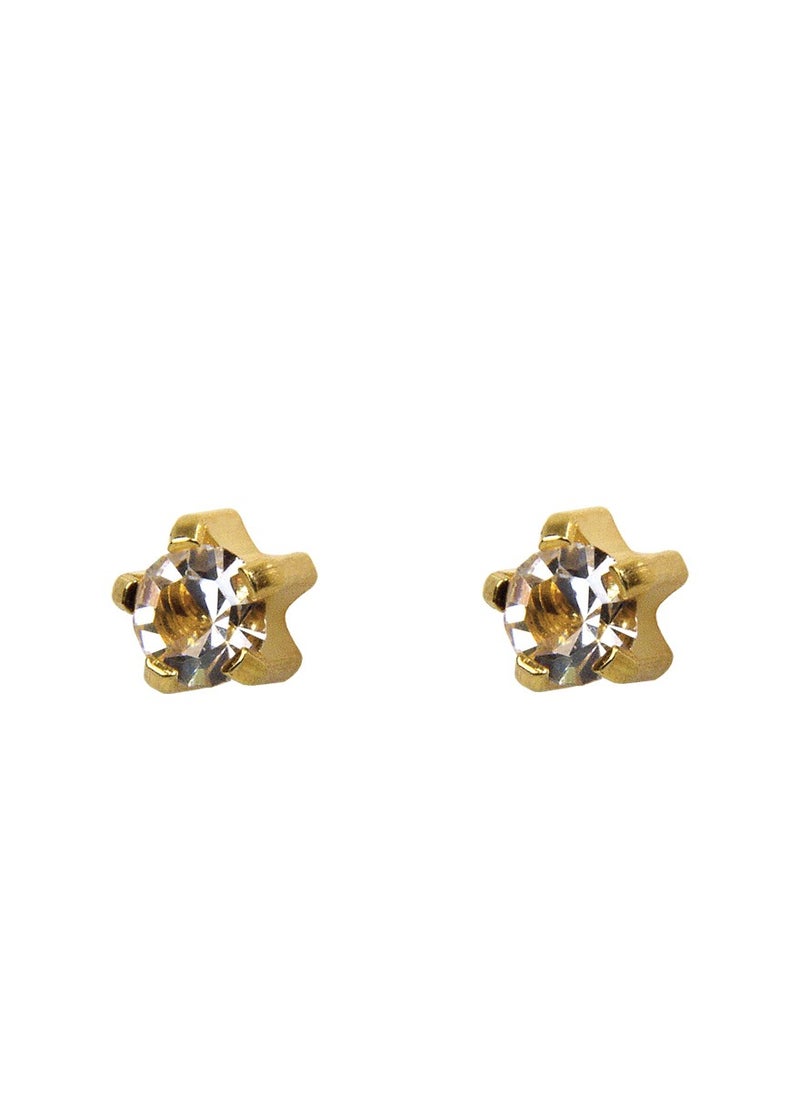 MediSystem Sterilized Earring 24K Gold Plated Tiffany 2mm Crystal Stone dozen (12 pieces)  - Image 1