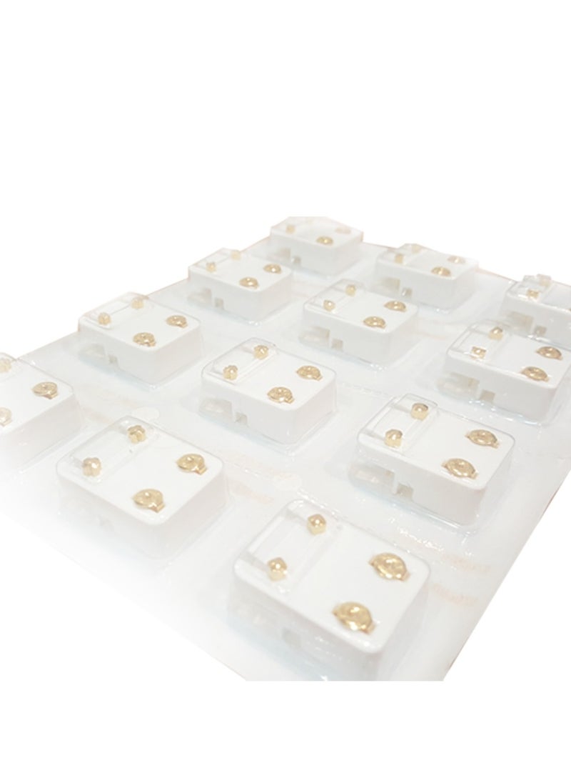 MediSystem Sterilized Earring 24K Gold Plated Tiffany 2mm Crystal Stone dozen (12 pieces)  - Image 2