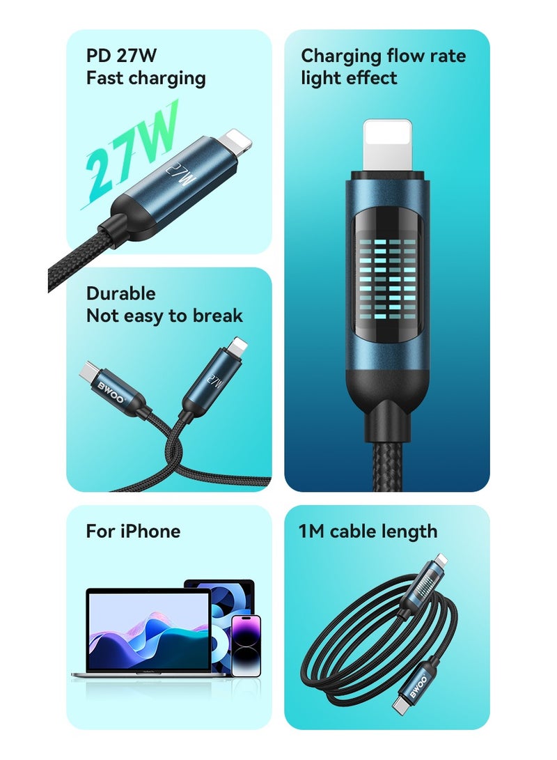 بوو كابل بيانات شحن سريع من Type-C إلى Lightning باللون الأسود - Image 5