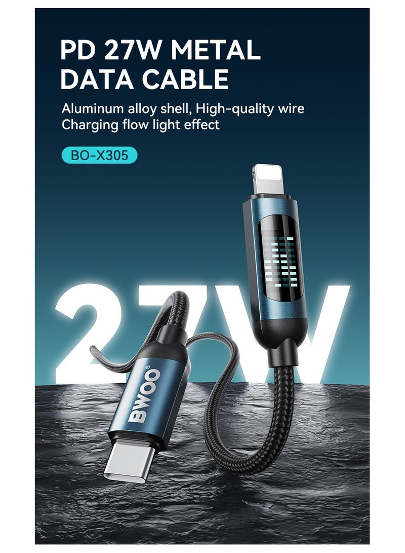 بوو كابل بيانات شحن سريع من Type-C إلى Lightning باللون الأسود - Image 4