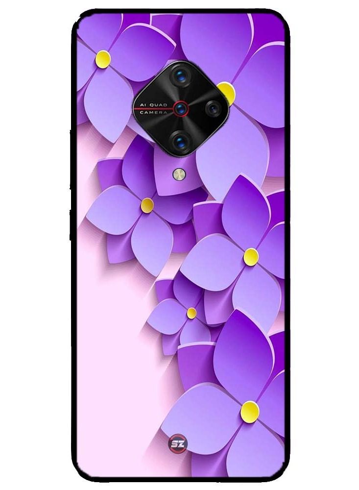 غطاء حماية مطبوع عليه زهرة أرجوانية جميلة لهاتف vivo S1 Pro