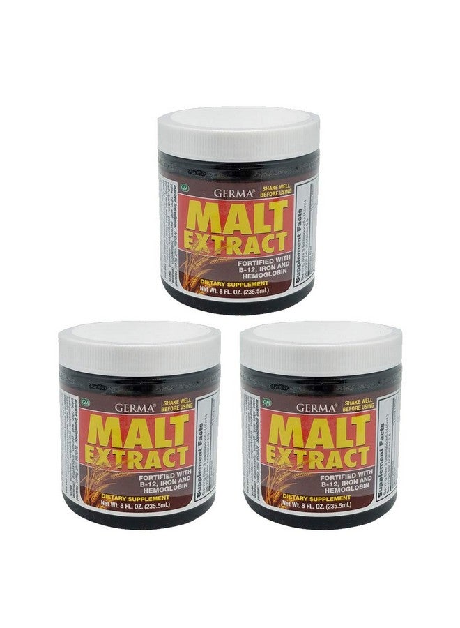 Germa Malt Extract. Dietary Supplement. Fortified with Vitamin B12, Iron and Hemoglobin. High in Antioxidants. 8 fl.oz. Pack of 3. - Image 1
