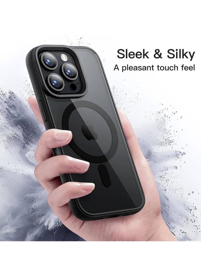 Denx - Magnetic Case for iPhone 16 Pro Max Case, Compatible with MagSafe, Plating Luxury Cover, Clear Soft TPU Shockproof Protective Phone Case, (Black) - Image 1