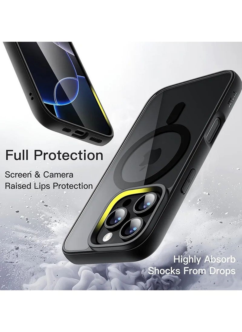 Denx - Magnetic Case for iPhone 16 Pro Max Case, Compatible with MagSafe, Plating Luxury Cover, Clear Soft TPU Shockproof Protective Phone Case, (Black) - Image 1