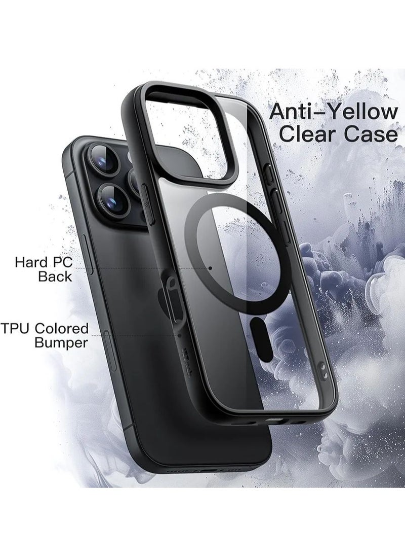 Denx - Magnetic Case for iPhone 16 Pro Max Case, Compatible with MagSafe, Plating Luxury Cover, Clear Soft TPU Shockproof Protective Phone Case, (Black) - Image 1