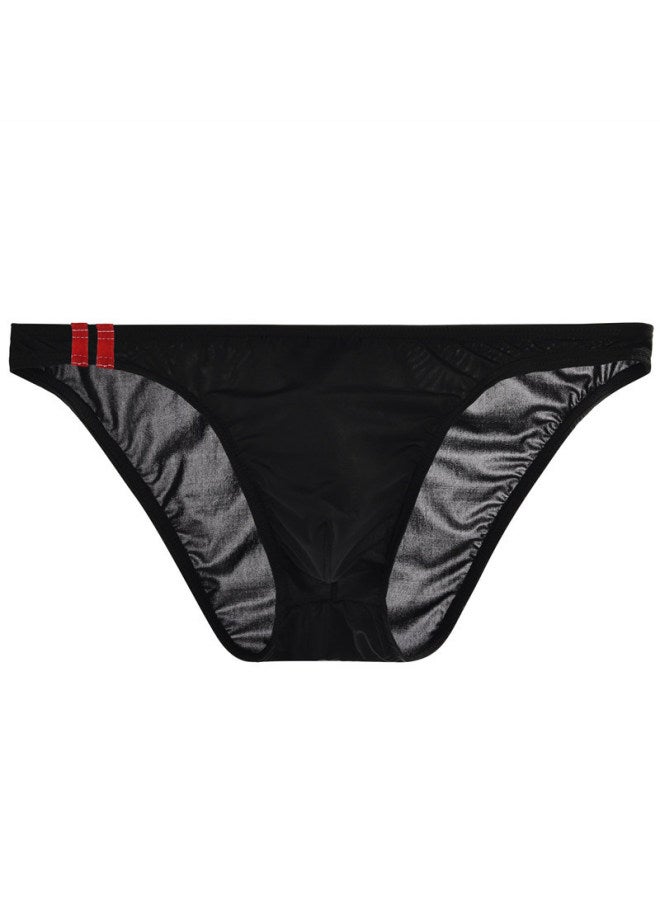 Junyi Men's Ice Silk Transparent Underwear Thin Low Waist U-convex Briefs Breathable Summer Trendy Men's Youth Pants