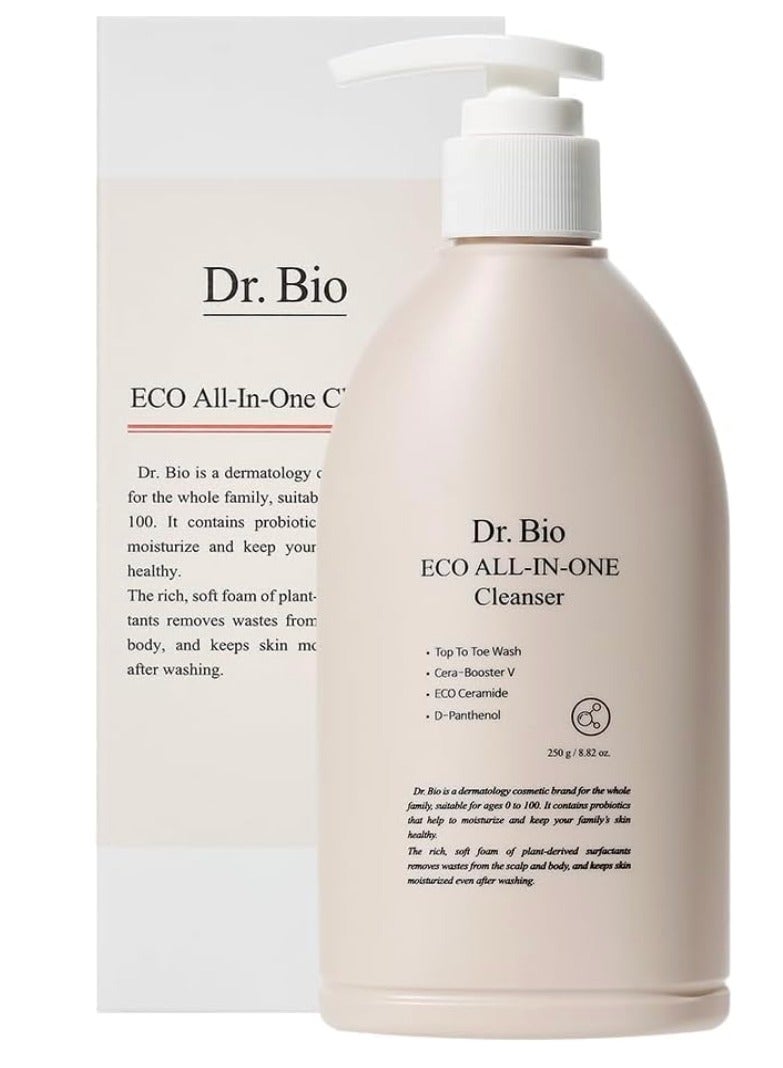 Dr.Bio Eco All-In-One Korean Cleanser 250g – Low pH Face & Body Wash for Sensitive Skin – Vegan & CICA Formula - Image 1