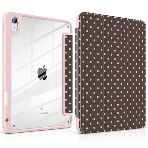 TWOLSKOO for iPad 11th & 10th Gen Case with Pencil Holder, Trifold Stand, Auto Sleep/Wake, Clear Acrylic Back with TPU Bumper, for iPad 11-inch (2025, A16 Chip) & 10.9-inch (2022), Chocolate Polka Dot - Image 1