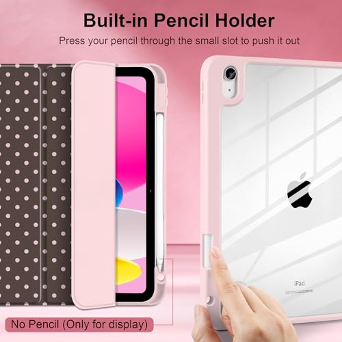 TWOLSKOO for iPad 11th & 10th Gen Case with Pencil Holder, Trifold Stand, Auto Sleep/Wake, Clear Acrylic Back with TPU Bumper, for iPad 11-inch (2025, A16 Chip) & 10.9-inch (2022), Chocolate Polka Dot - Image 5