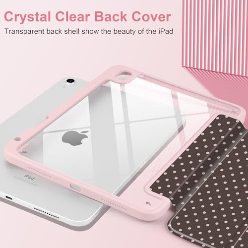 TWOLSKOO for iPad 11th & 10th Gen Case with Pencil Holder, Trifold Stand, Auto Sleep/Wake, Clear Acrylic Back with TPU Bumper, for iPad 11-inch (2025, A16 Chip) & 10.9-inch (2022), Chocolate Polka Dot - Image 4