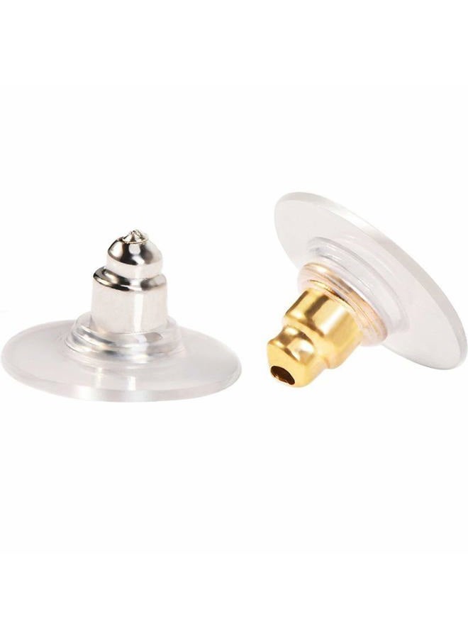 Outus 100 Pairs Bullet Clutch Earring Backs with Pad Earring Safety Backs, Silver and Gold - Image 1