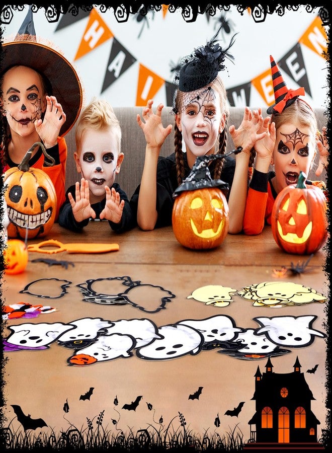 Tinlade 32 Set Halloween Ghost Suncatchers Halloween Tissue Paper Sign Craft Kit DIY Hanging Ornaments Decorations Window Art Kits Boo Thanksgiving Gifts Make Your Own Home School Classroom Decor - Image 4