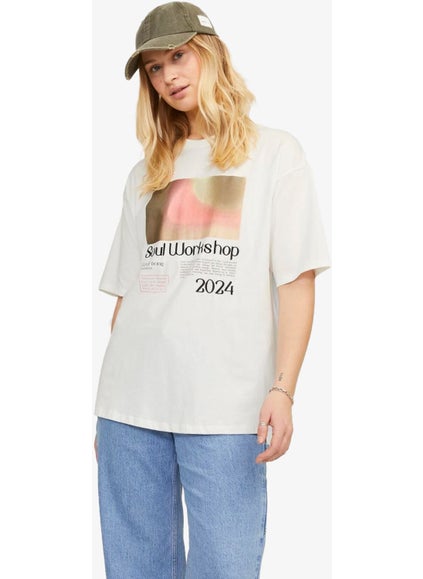 JJXX Jxpaige Women's White T-Shirt 12252311-BLANCDEBLANC  - Image 2