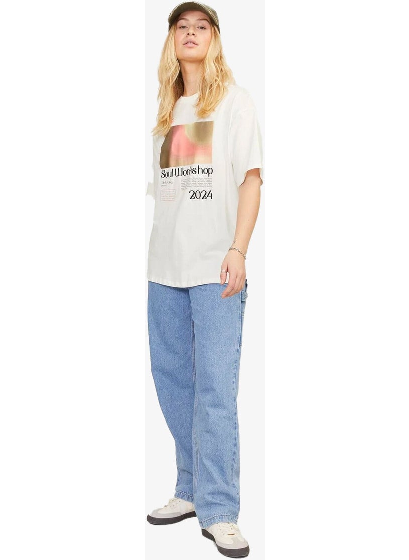 JJXX Jxpaige Women's White T-Shirt 12252311-BLANCDEBLANC  - Image 3