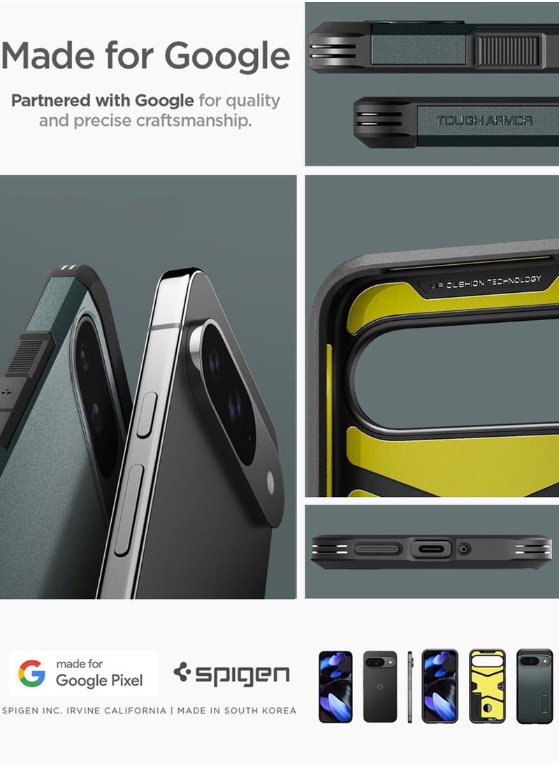Spigen - Tough Armor Google Pixel 9 Case / Pixel 9 PRO Case Cover with Extreme Impact Foam - Abyss Green - Image 1