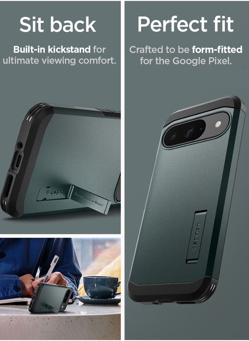 Spigen - Tough Armor Google Pixel 9 Case / Pixel 9 PRO Case Cover with Extreme Impact Foam - Abyss Green - Image 1