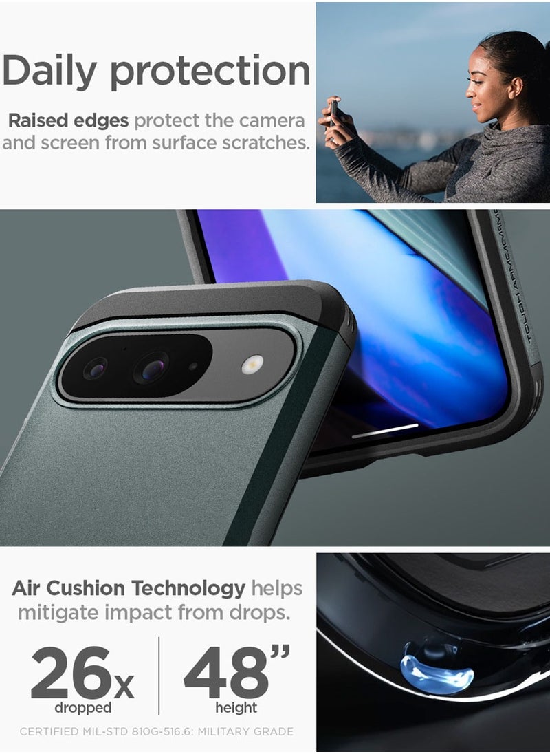 Spigen - Tough Armor Google Pixel 9 Case / Pixel 9 PRO Case Cover with Extreme Impact Foam - Abyss Green - Image 1