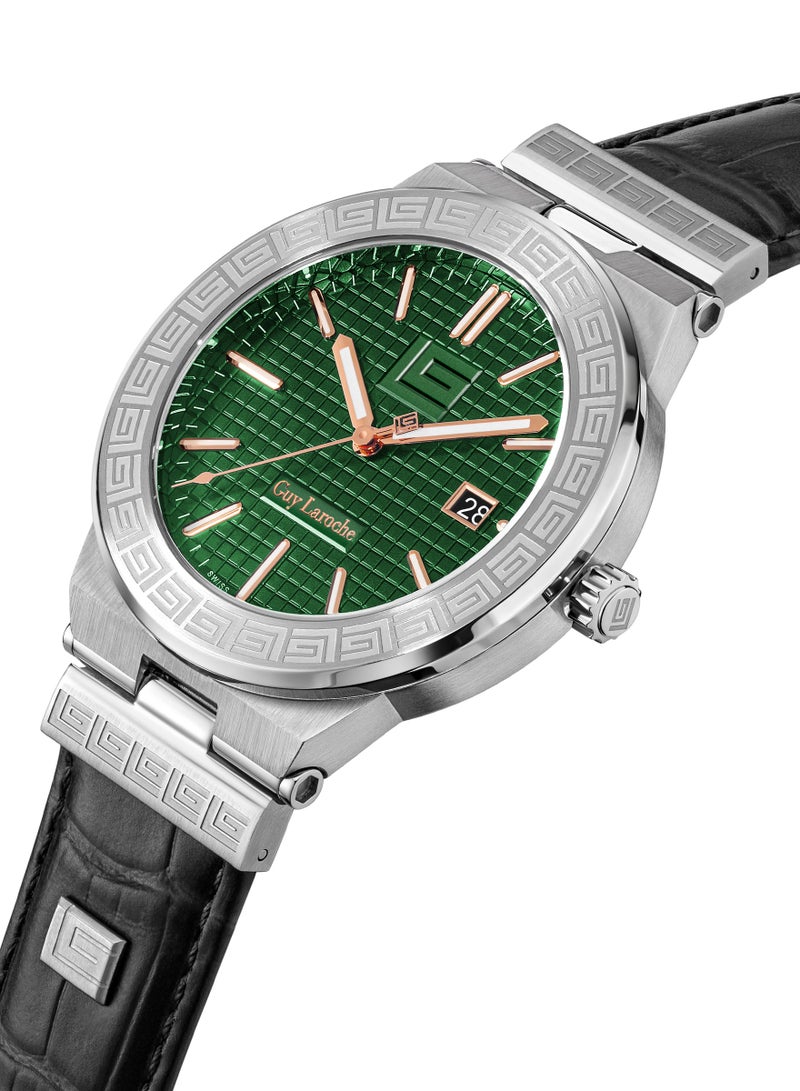 Guy Laroche Sacha Watch for Men with Black Genuine Leather Strap 42 mm 5 Atm  - Image 2