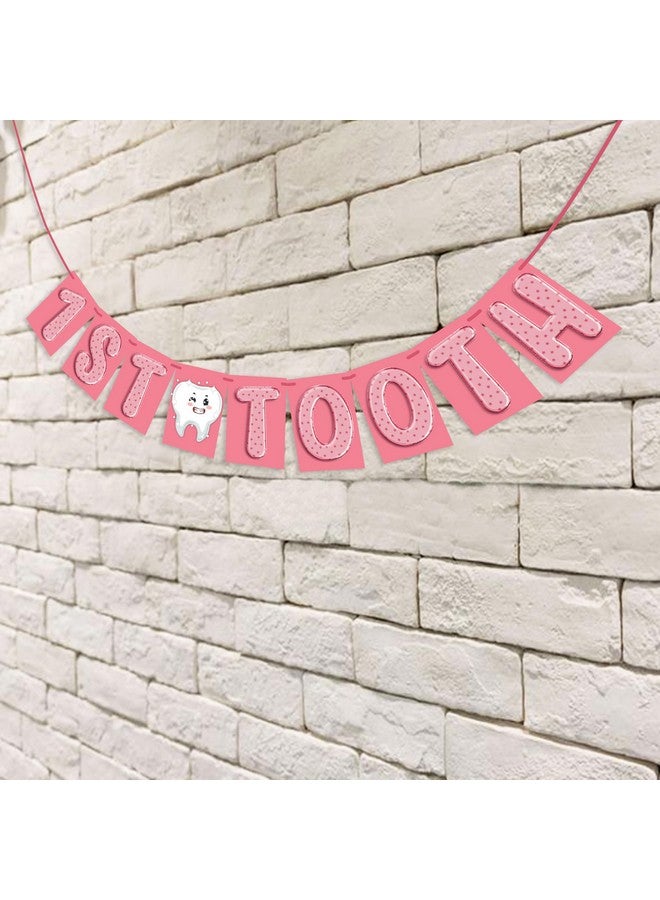 Wobbox 1st Tooth Bunting Banner, Pink Colour Balloon Font, First Tooth Decoration, Happy Birthday Decoration - Image 4