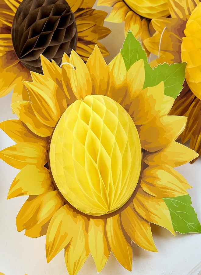 SUNBEAUTY مجموعة زينة حفلات أعياد الميلاد من صن بيوتي، 9 قطع، 10 بوصات، مزينة بزهرة عباد الشمس، زينة حفلات مميزة، زينة حفلات الزهور، زينة الربيع، زينة عباد الشمس، زينة حفلات استقبال المولود الجديد بنمط الهيبي القديم وزهرة الأقحوان. - Image 4