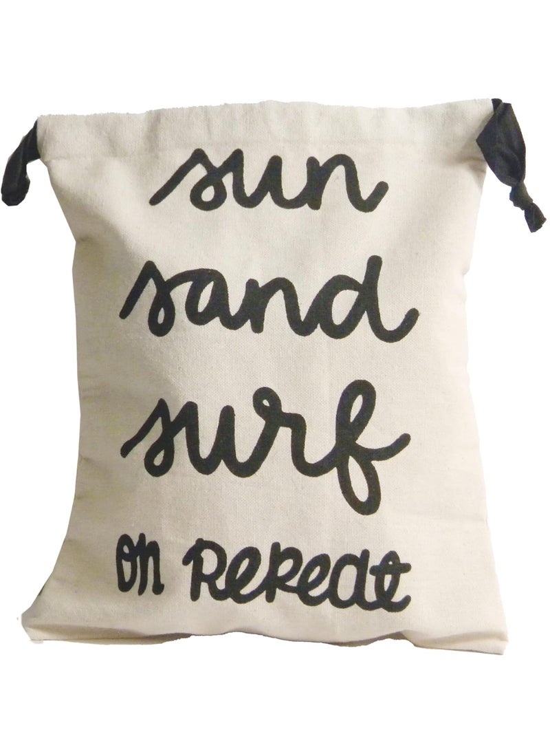 INDOKARM INTERNATIONAL INDOKARM INTERNATIONAL Cotton Canvas Sun Sand Surf on Repeat Bag with Drawstring 48x38 CM 10L Fabric Weave Highly Durable Machine Washable Laundry Liner for Beach Item  - Image 1