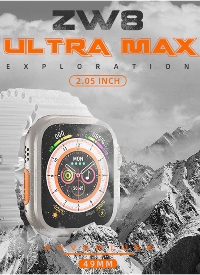 AROAQ - ZW8 Ultra Max Smartwatch Multi Functional 2.05 Inch Screen Display 200mAh Battery Waterproof Wireless Charging Bluetooth Smart Watch - Image 1