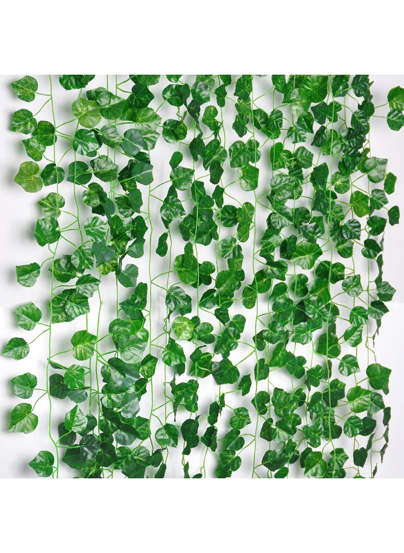 Naidiler Naidiler 12 Pcs Green Garland Greenery Vines for Wedding Decorations Rustic Theme Jungle Forest and Boho Shower Party Decorations Hanging Leaf Garlands for Outdoor Garden Party Dcor 