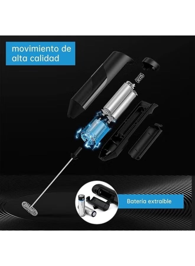 Handheld Milk Frother USB Rechargeable, 3-Speed Electric Foam Maker with 2 Stainless Steel Whisks, Portable Drink Mixer for Cappuccino, Latte, Hot Chocolate, Milkshakes & Egg Mixing – Black - Image 3