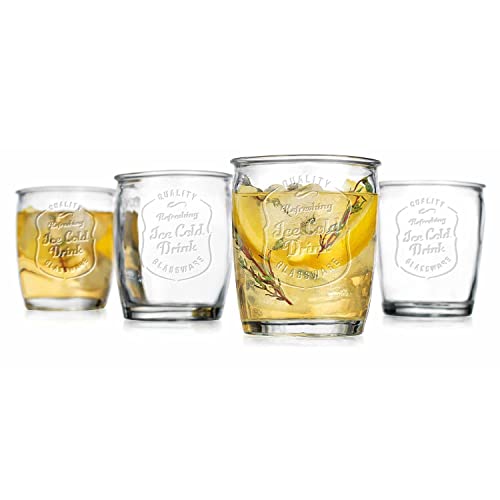 Glaver's Glass Tumblers Premium Drinking Glasses set Of 4 Genuine Artisan-Made Vintage Italian Style-Elegant 13 Oz Clear Tumbler Glassware Set For Cold, Refreshing Drinks, Beverages, Cocktails - Image 4