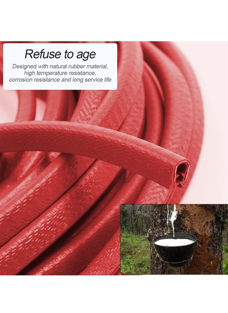 PAMEER - Car Door Edge rubber Guards Seal Protectors U Shape Edge Trim Used to Protect from Dust Sound and Collision Size 5m Red Color - Image 1