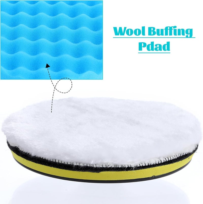 HALAMODO Compound Drill Sponge Buff Polishing Pad Set, Car Buffing Polishing Padfor Car Buffer Polisher Sanding Waxing Cutting (7) - Image 4