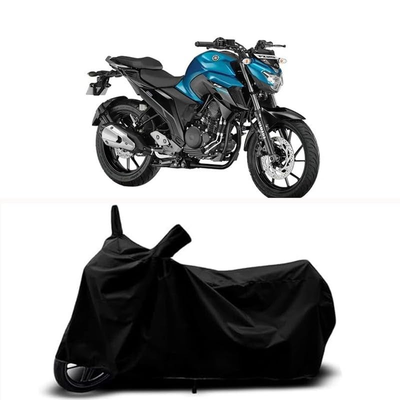RABABLI Bike Body Cover Compatible with Yamaha FZS 25 with All Variants Scratch-Proof, Buckle Belt – Rain, UV & Dust Resistant Windproof & All-Weather Shield (Black Color) - Image 1