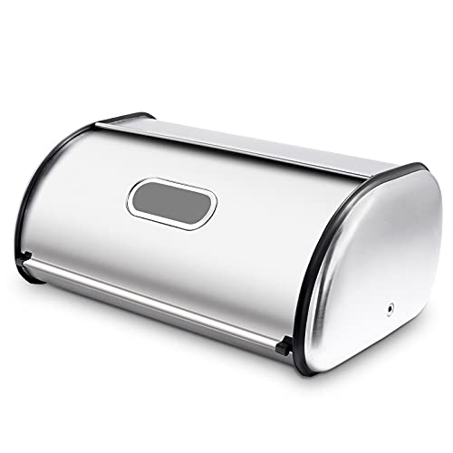 wondihao Stainless Steel Bread Box for Kitchen Countertop, Extra Thick Sturdy Bread Storage Container Large Bread Keeper Roll Up Style， Capacity Bread Keeper, 17 x 11 x 7.5 Inches - Image 1