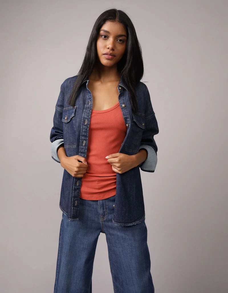 American Eagle AE Dreamy Drape Denim Shirt