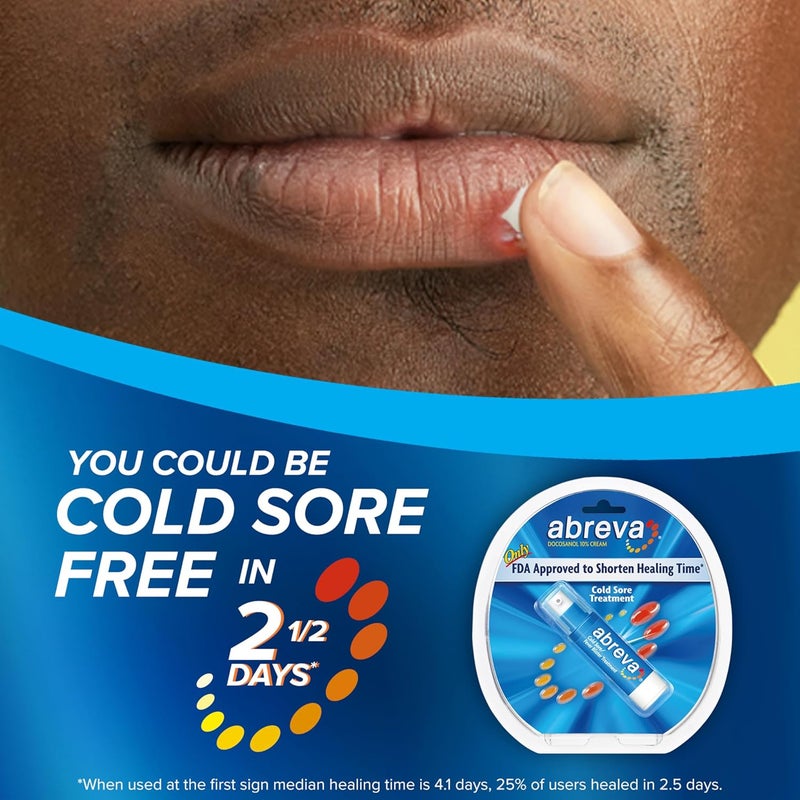 abreva Bundle of Abreva Cold Sore Treatment Rapid Pain Relief Cream  1 Tube 3 Grams  Abreva 10 Percent Docosanol Cold Sore Treatment Treats Your Fever Blister in 25 Days  007 oz Pump - Image 3
