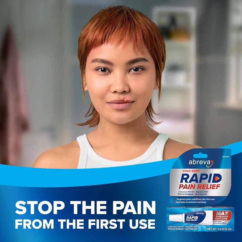 abreva Bundle of Abreva Cold Sore Treatment Rapid Pain Relief Cream  1 Tube 3 Grams  Abreva 10 Percent Docosanol Cold Sore Treatment Treats Your Fever Blister in 25 Days  007 oz Pump - Image 2