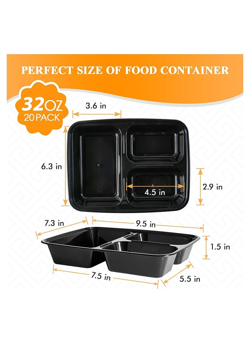 Generic - 20 Pack 32oz Disposable Meal Prep Containers With Lids Containers Microwave Safe and Freezer Safe. - Image 1