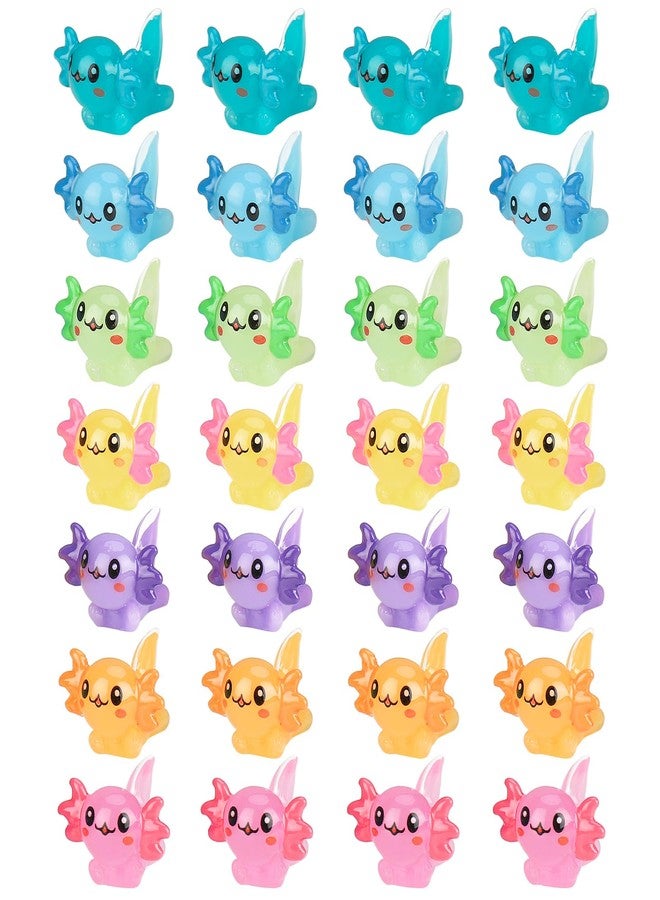Hoemwarm 28 Pcs Mini Resin Axolotl Charms Bulk 7 Colors Tiny Axolotl Resin Figurine Toy Charms Small Ornament Figurine Axolotl Decoration for Home Garden Landscape DIY Aquarium Dollhouse Ornament - Image 1
