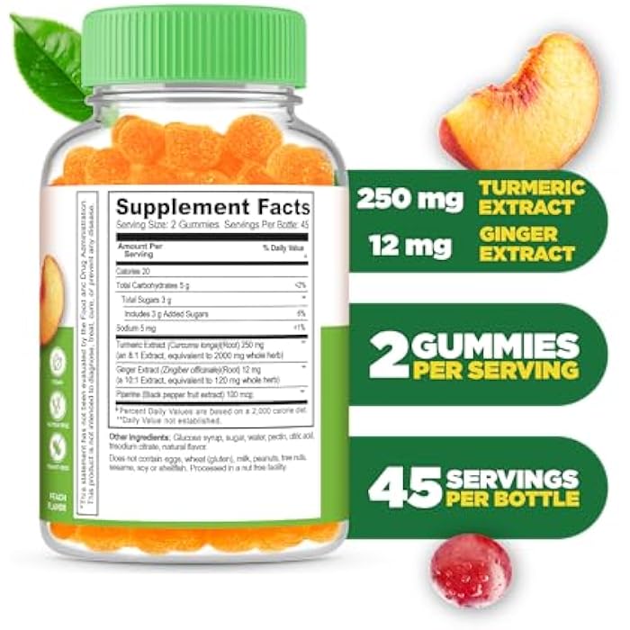 Lifeable Turmeric Curcumin with Ginger & Black Pepper Extract – Great Tasting Natural Flavor Gummy –Vegetarian GMO-Free Supplement – 90 Gummies - Image 2