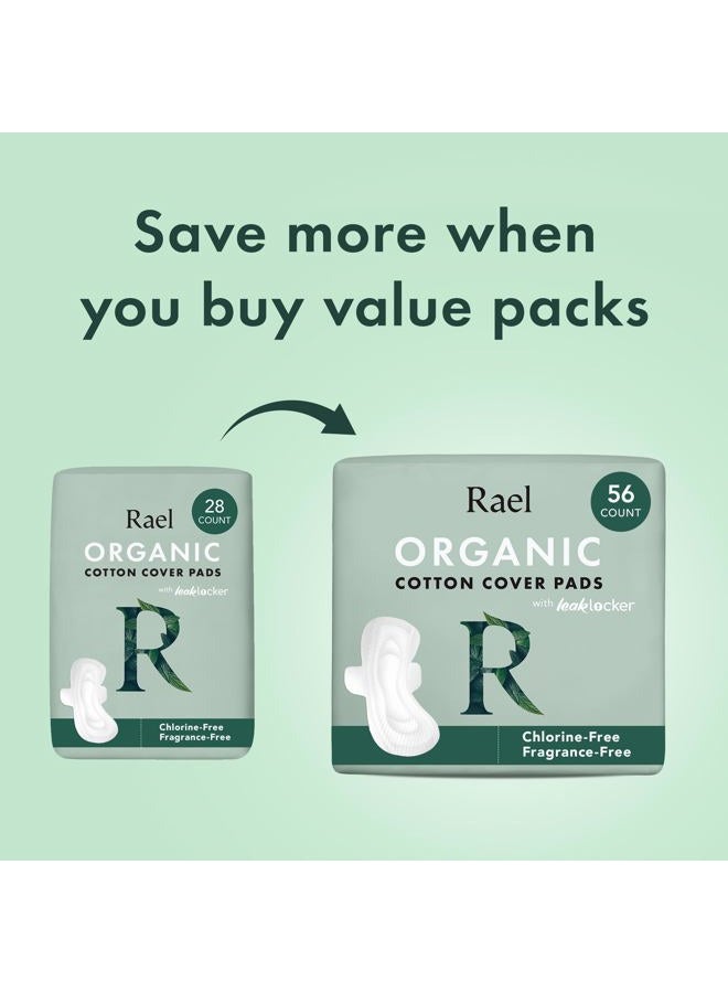 Rael Organic Cotton Cover Pads - Regular Absorbency, Unscented, Ultra Thin Pads with Wings for Women (Regular, 28 Count) - Image 5