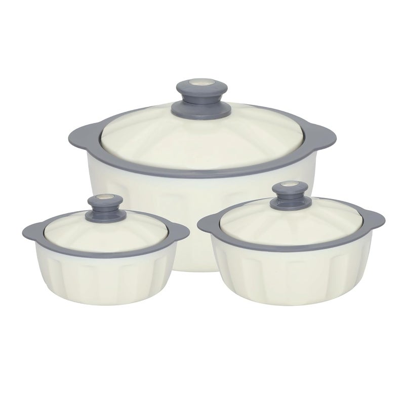 JAYPEE HOTFEAST Inner Stainless Steel Casserole Set of 3 with Lockable Lid80012001500 ml BPA Free Food Grade Serving Set Ideal for Warm Fresh Food ChapattiWhite - Image 5