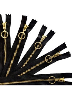 Generic Metal Zippers | #5 Metal Teeth | Size: 12 Inch | Color: Golden | Style: Ring Pull Design | Zippers for Replacement in Jeans, Bags and Sewing Craft Projects  - Image 1