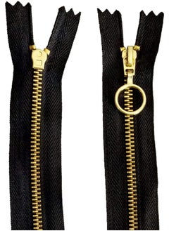 Generic Metal Zippers | #5 Metal Teeth | Size: 12 Inch | Color: Golden | Style: Ring Pull Design | Zippers for Replacement in Jeans, Bags and Sewing Craft Projects  - Image 3