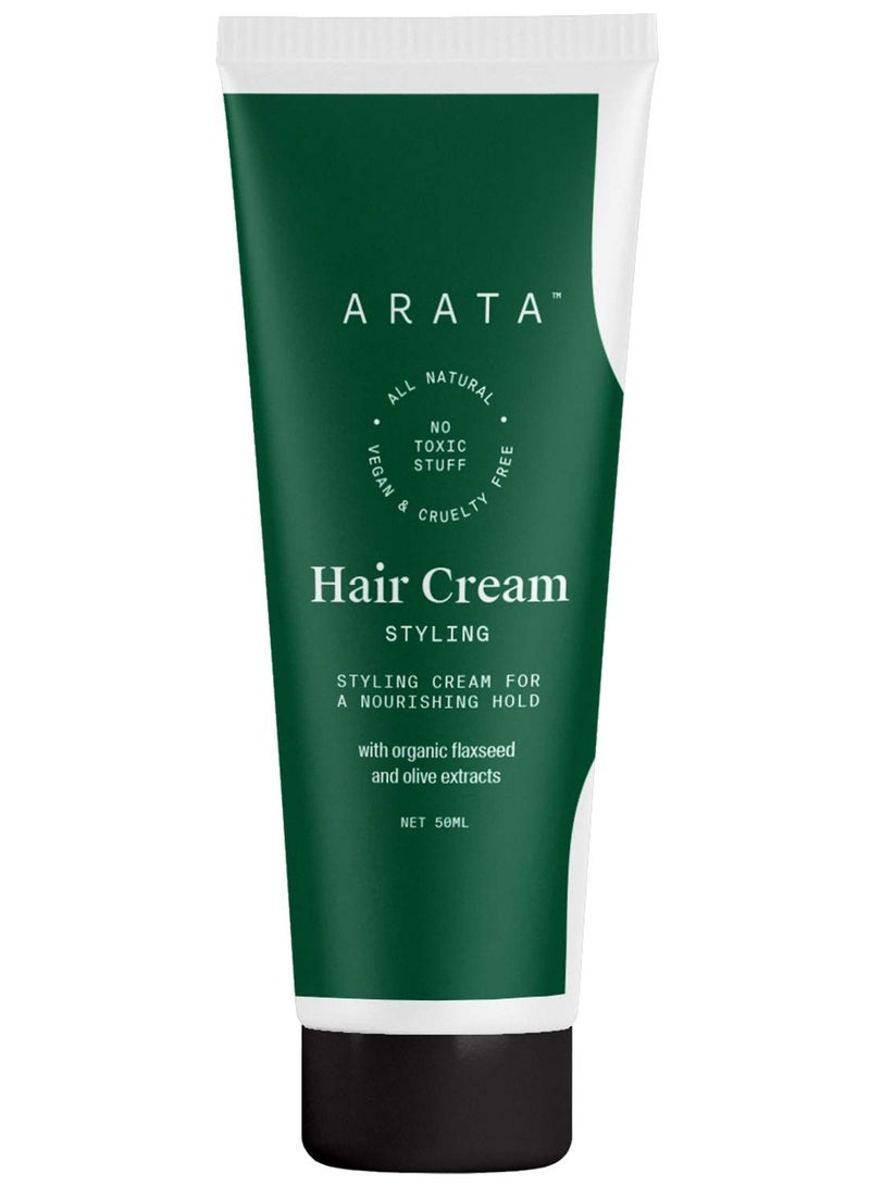 ARATA Arata Styling Hair Cream (50 ML) Boosts Moisture in Curly Hair Reduces Frizz and Tame Flyaways on Straight Hair Adds Soft Hold and Control to Short Hair - Image 1