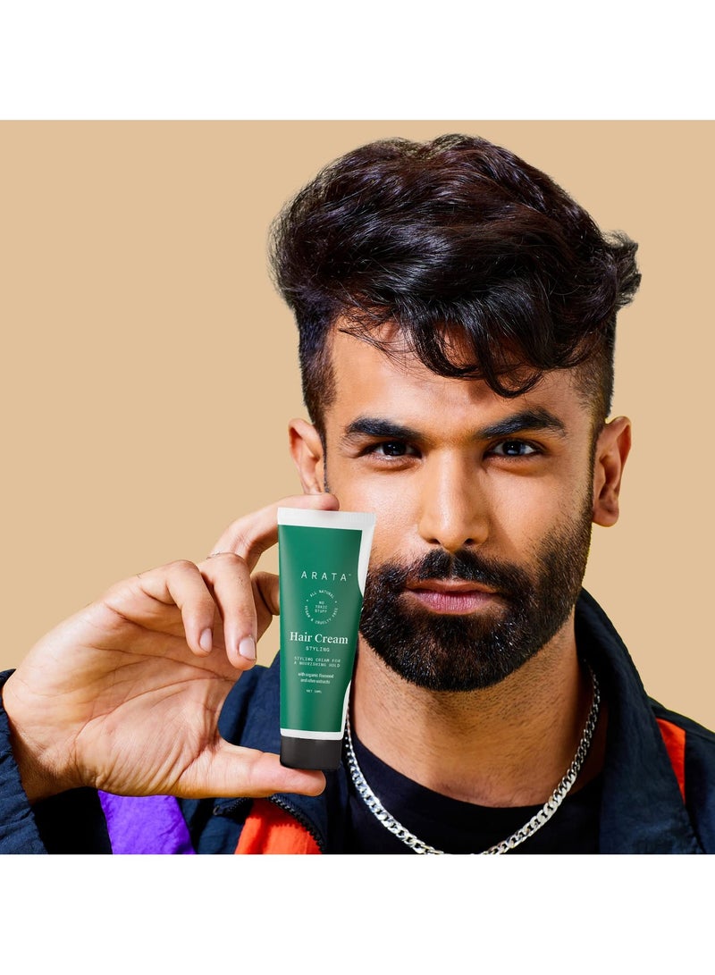 ARATA Arata Styling Hair Cream (50 ML) Boosts Moisture in Curly Hair Reduces Frizz and Tame Flyaways on Straight Hair Adds Soft Hold and Control to Short Hair - Image 3