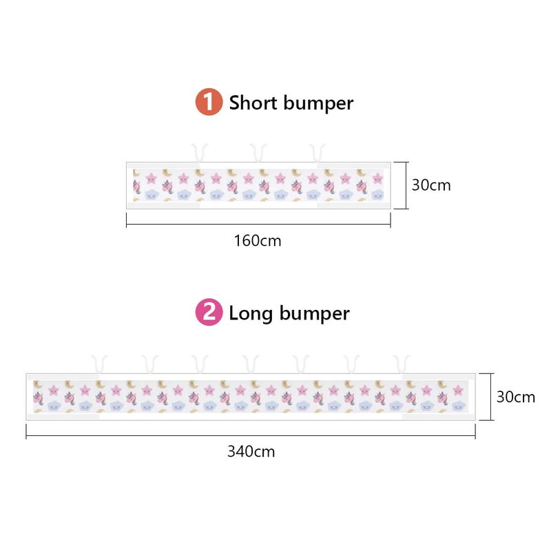 Aolso Cot Bumper, 2Pcs Breathable Mesh Cot Liner, Crib Rail Cover Baby Crib Bumper, Baby Boys Girls Nursery Breathable Crib Bed Liner Bumper (Unicorn - Image 2