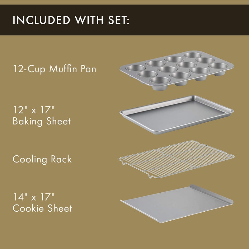 Calphalon 10-Piece Nonstick Bakeware Set, Includes Baking Sheet, Cookie Sheet, Cake Pans, Muffin Pan, and More, Dishwasher Safe, Silver - Image 2