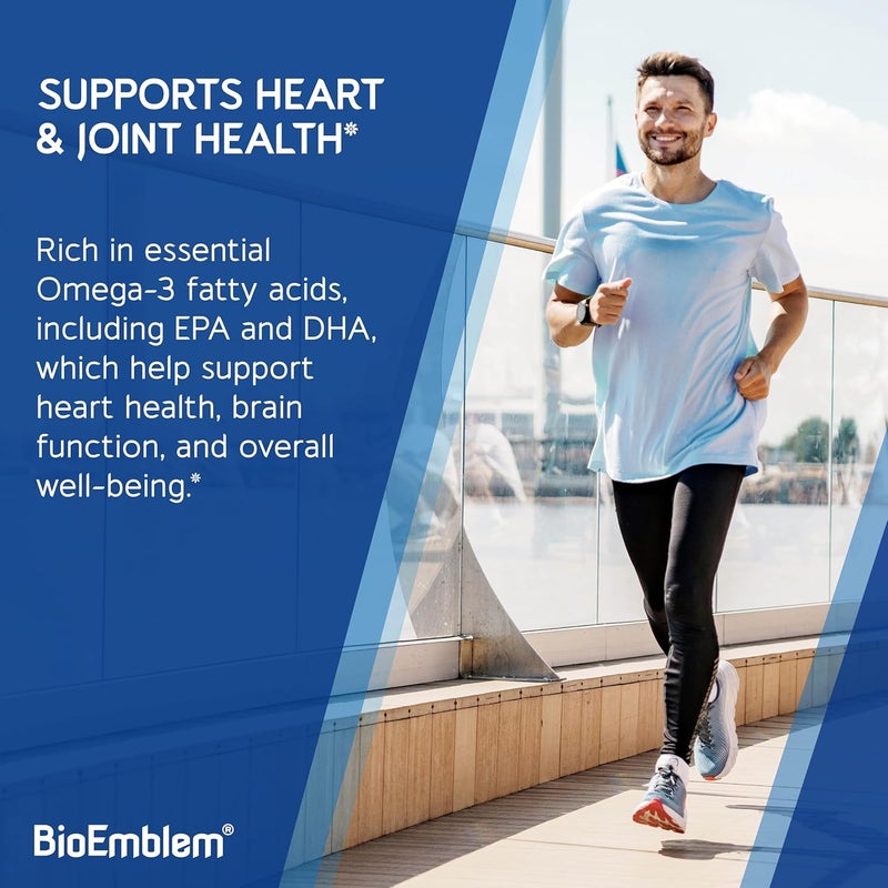 BioEmblem Omega3 Fish Oil 2000mg  Small Size Softgels High Absorption Form Sustainable  1400mg EPA DHA Plus Vitamin D3 NonGMO Heart Joint  Brain Health Fish Oil Supplement 120 Ct - Image 5