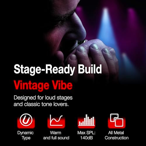 Superlux D112C Omnidirectional Dynamic Microphone – Hi-Z Vocal Mic for Blues/Harmonica, Volume Control, 6.3mm Connector & 6m Cable, Plug into Guitar Amps, Live Performance, Vintage Bullet Mic Design - Image 3