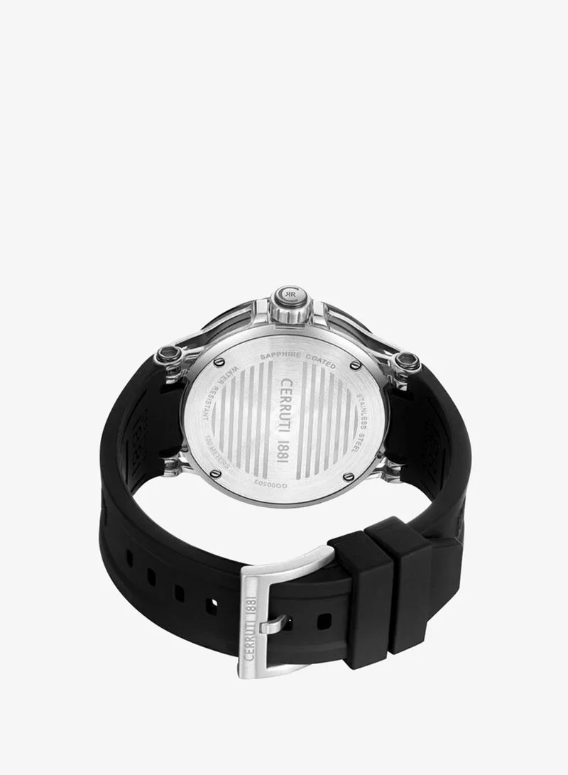 CERRUTI 1881  Velletri Men's 45.5 Multifunction Watch Black Smoke Transparent Dial, Silicone Strap for Men | Best Price UAE